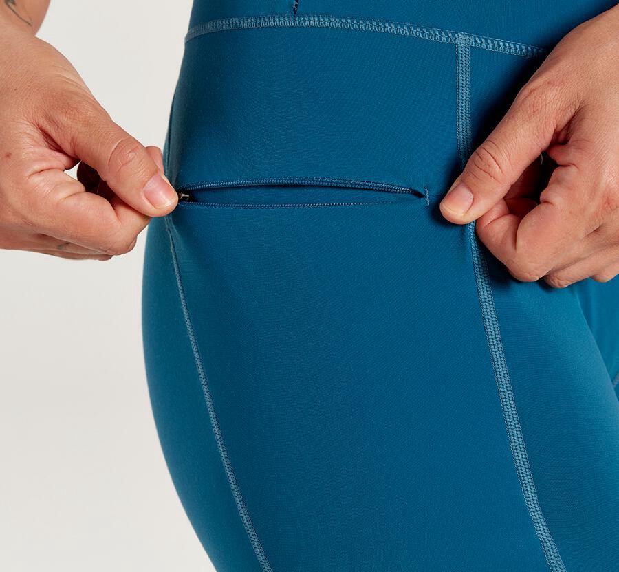 Hoka One One Womens Pants - Performance Crop Tight - Blue - KOCU32458